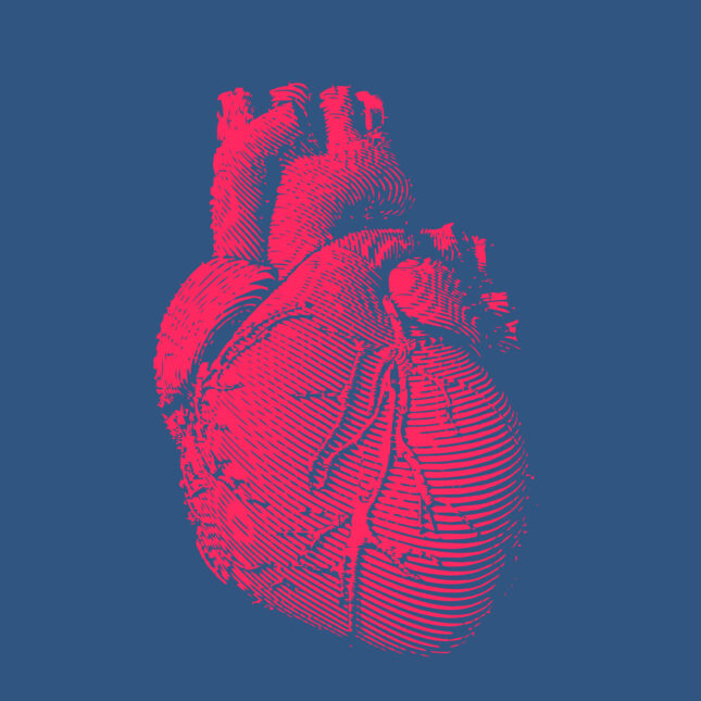 Illustration of a red heart. -- health coverage from STAT