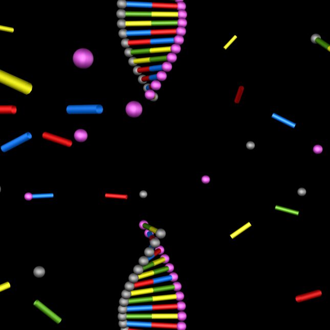 illustration of a colorful DNA strand, partly broken into pieces. -- health coverage from STAT