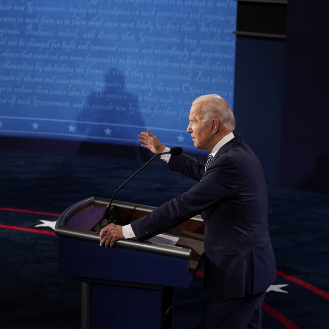 U.S. President Joe Biden (R) and Republican presidential candidate, former U.S. President Donald Trump participate in the CNN Presidential Debate at the CNN Studios. -- health policy coverage from STAT