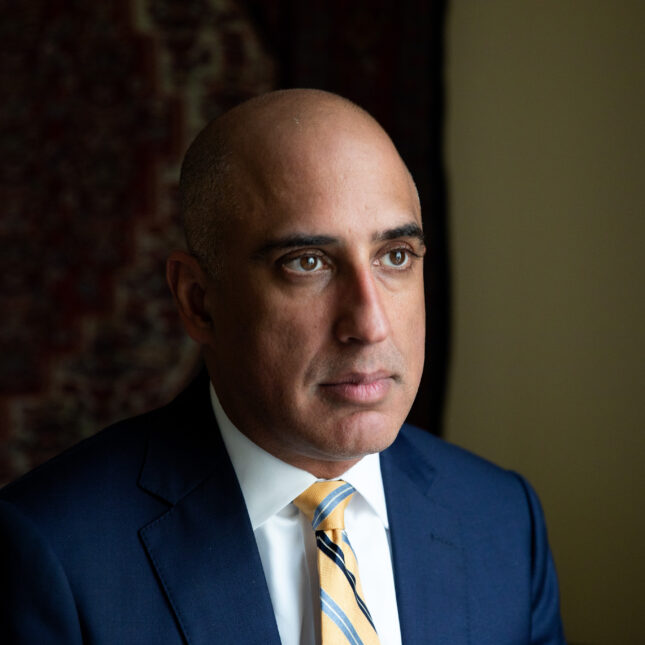 Ateev Mehrotra, MD, Professor of Health Care Policy at Harvard Medical School, poses for a portrait in his office at Harvard Medical School, on May 15, 2024, in Boston