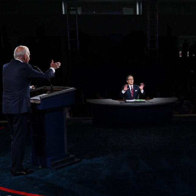 Donald Trump (R) and Joe Biden take part in the first presidential debate of 2020 at Case Western Reserve University and Cleveland Clinic in Cleveland, Ohio, on September 29, 2020. -- first opinion coverage from STAT