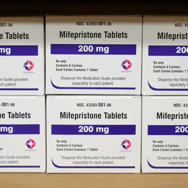 Boxes of the abortion pill mifepristone — Supreme Court coverage from STAT